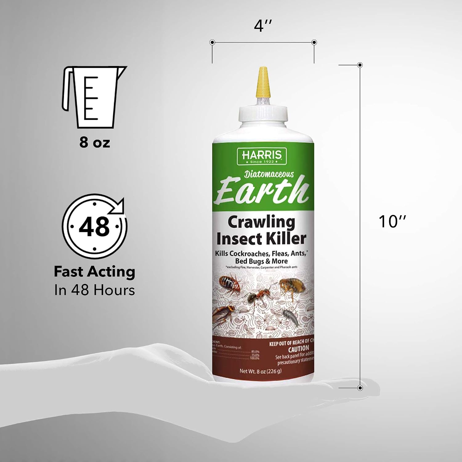Detalle 1 de Harris 8 oz Diatomaceous Earth Crawling Insect Killer, Indoor & Outdoor Powder