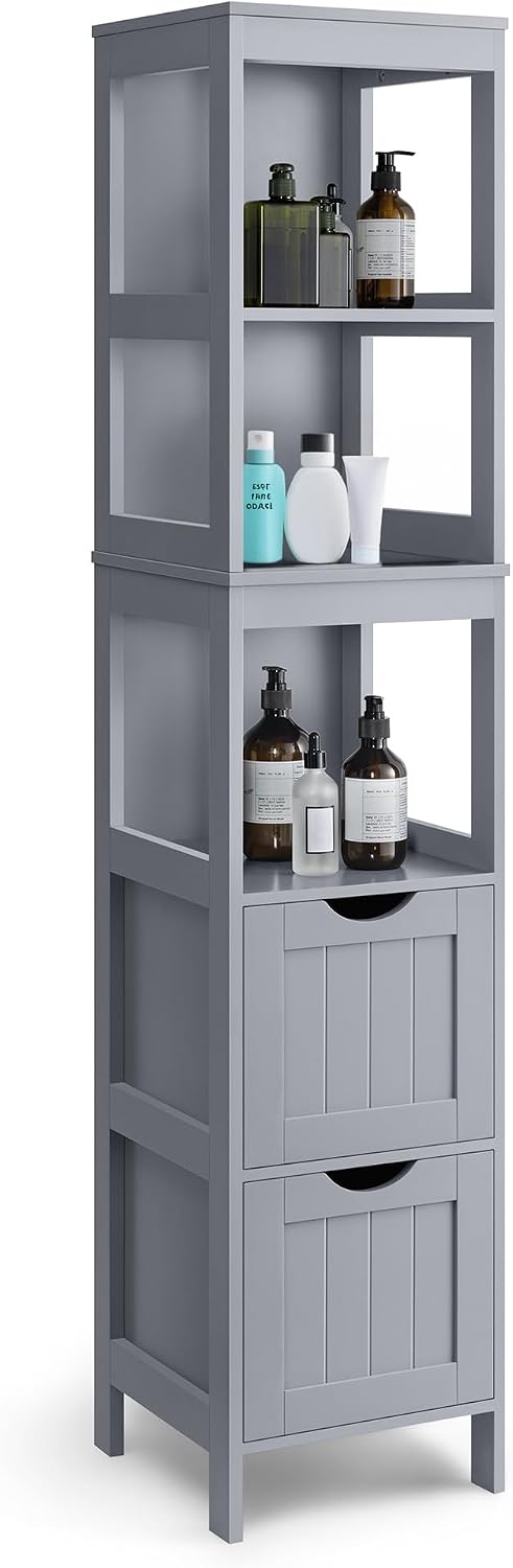 Thumbnail 6 de VASAGLE UBBC42WT Bathroom Floor Cabinet, White, 2 Drawers, 30 x 30 x 89 cm