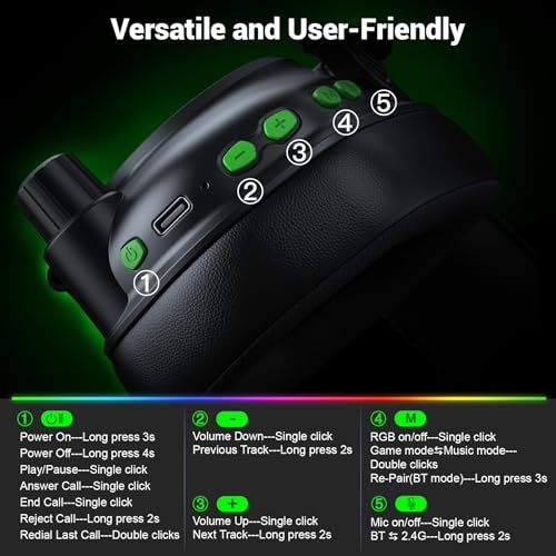 Thumbnail 8 de Krysenix KGH2 Wireless Gaming Headset with Mic for PS5/PS4/PC/Switch/Mac