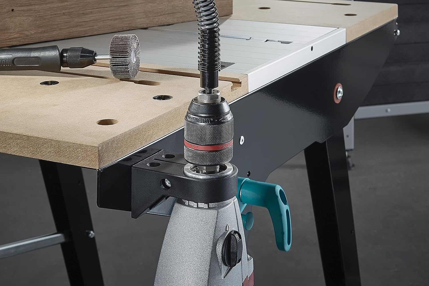 Detalle de wolfcraft Drill Clamp for Master Cut 1500 I (6152000) – Stationary Use for Power Drills