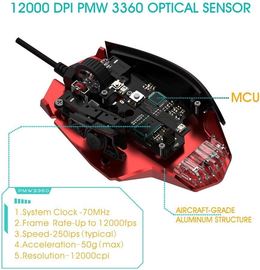 Thumbnail 5 de Rii Gaming M01 Laser: mouse professionale programmabile con LED RGB fino a 12.000 DPI