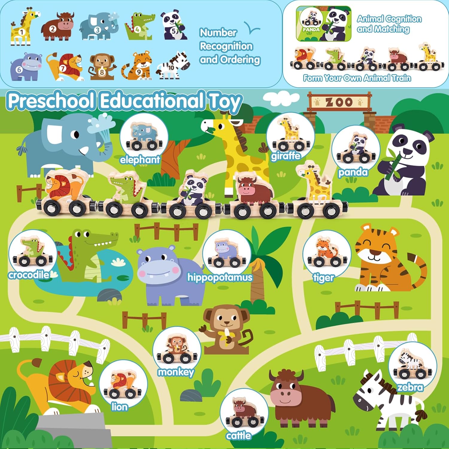 Thumbnail 1 de Montessori Magnetic Wooden Train Set for Age 1+ 🚂