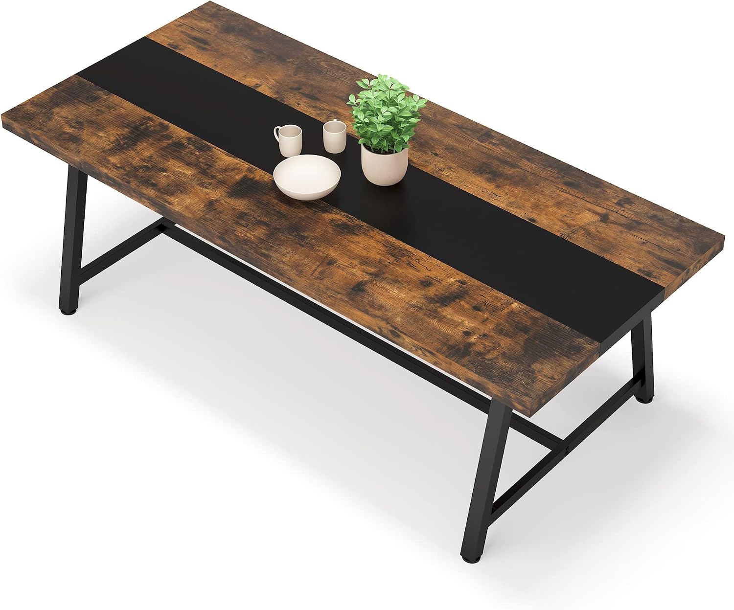 Thumbnail 6 de LITTLE TREE FSF16 70.87-Inch Dining Table, Rustic Brown, Metal Frame