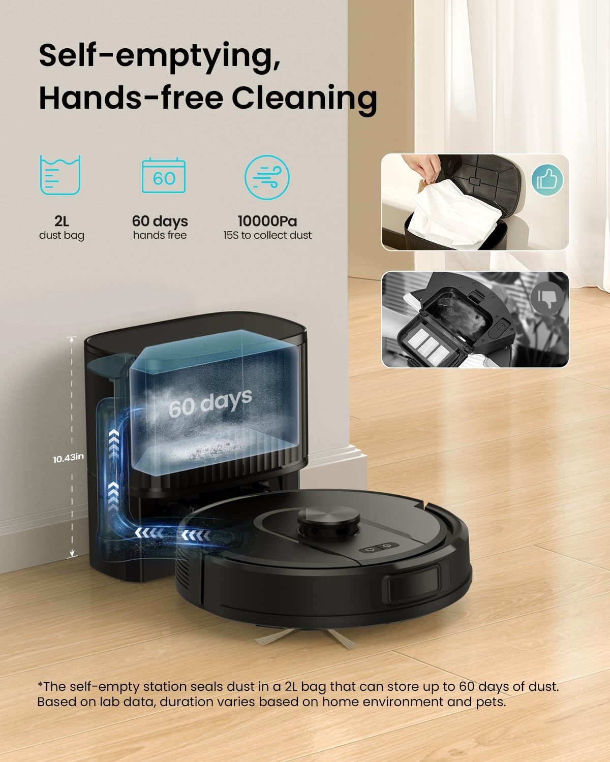 Thumbnail 1 de Vexilar Self-Emptying Robot Vacuum Cleaner with Mop, Laser Navigation and 60 Days Hands-Free Cleaning