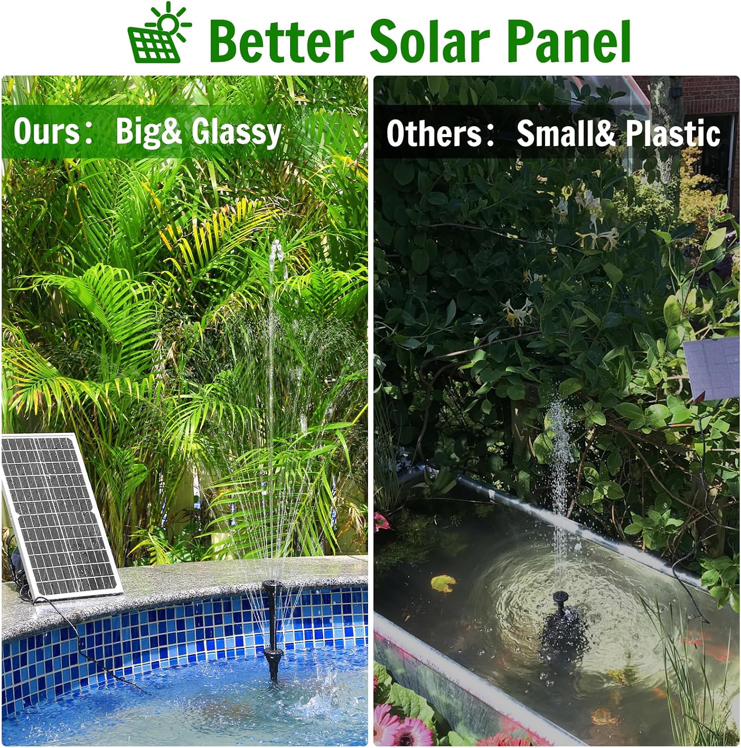 Thumbnail 4 de AMZtime 15W Solar Water Fountain Pump Kit with Glass Panels – 6 Spray Styles for Birdbaths, Pools and Gardens