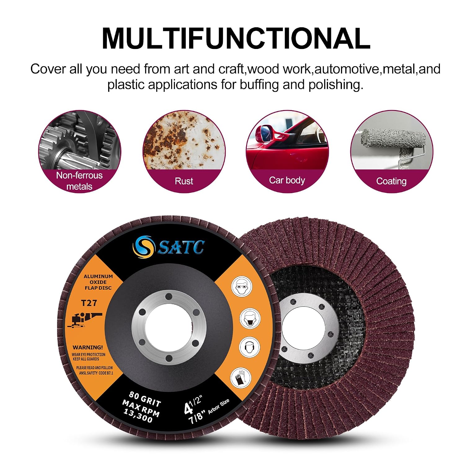 Detalle 1 de SATC 115mm flap discs 20 pack (80 grit) for angle grinders