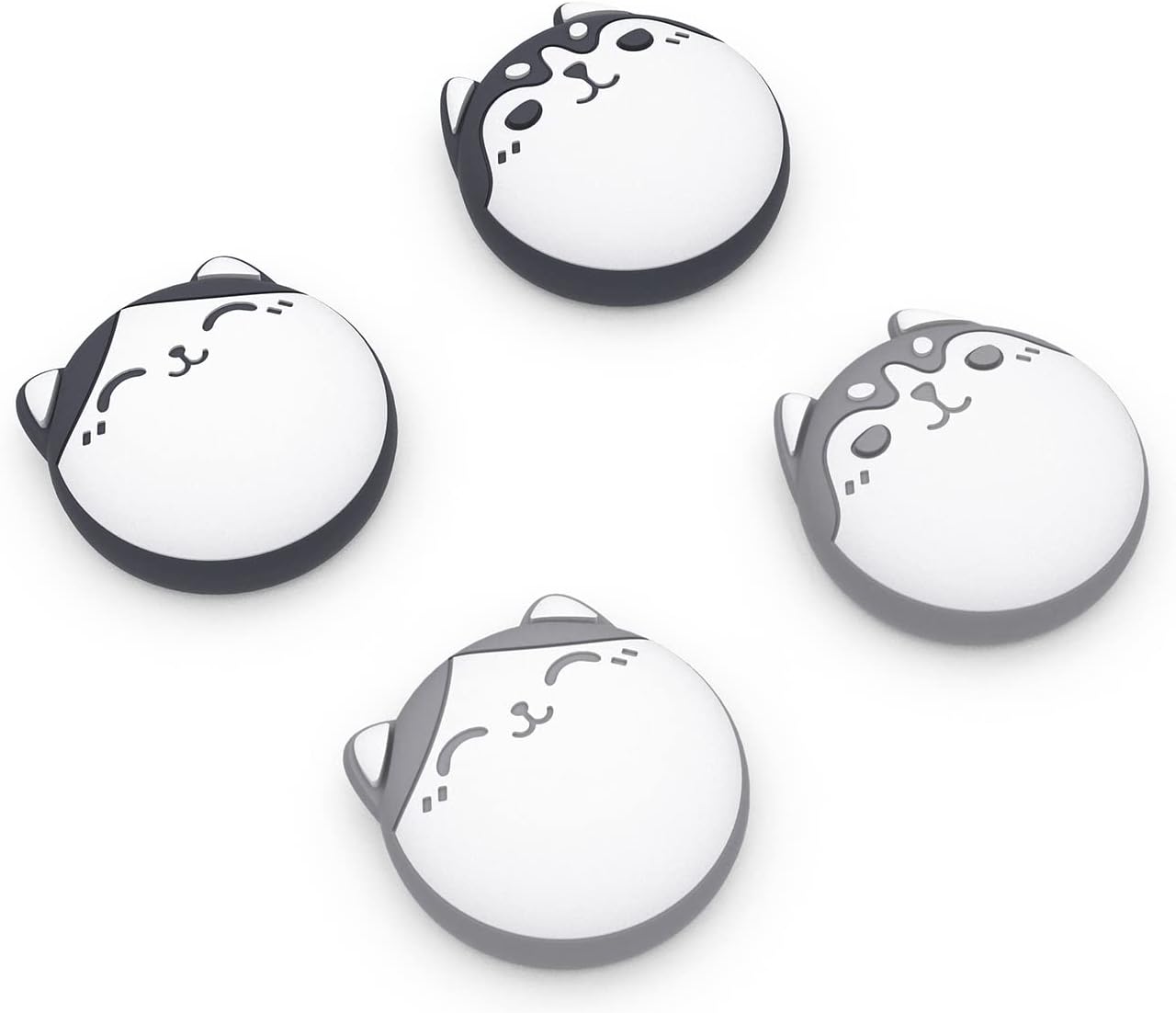 Detalle de PlayVital Husky & Kitty Cute Thumb Grip Caps for PS5/4 Controllers — Navy Blue & Light Gray