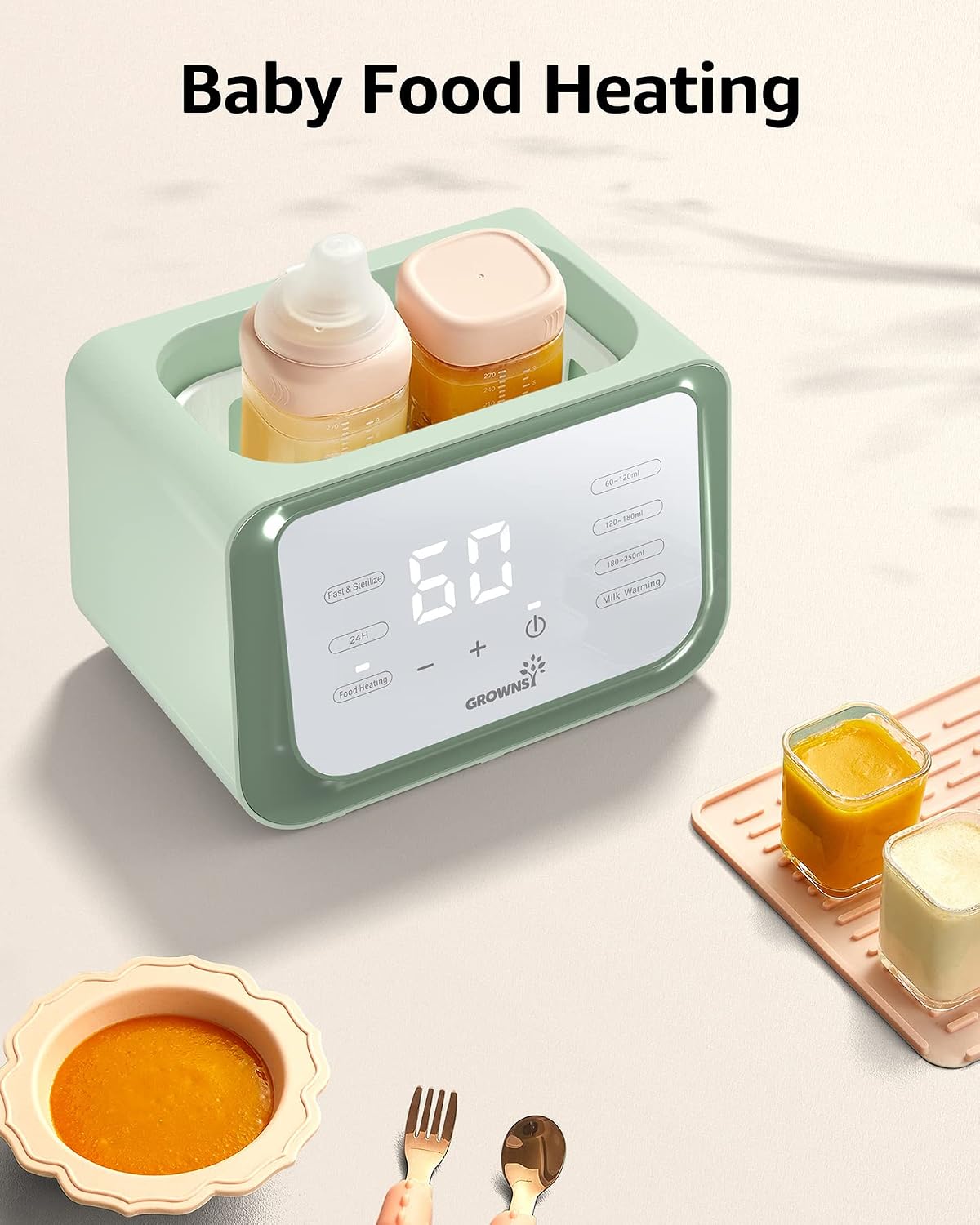 Detalle 1 de Grownsy 8-in-1 Baby Bottle Warmer with Timer and Adjustable Temperature