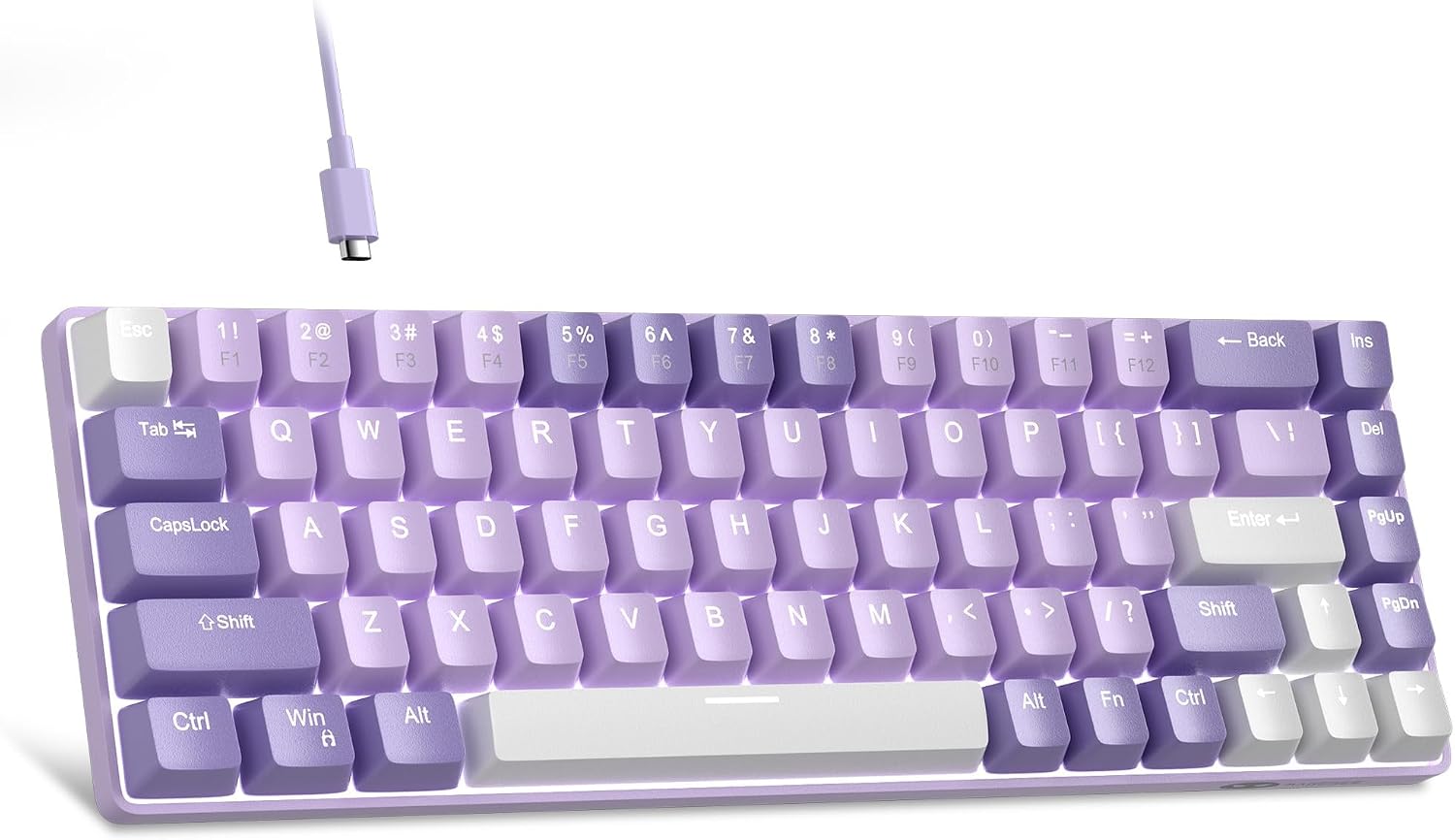 Detalle de MageGee Portable MK-BOX 60% Mechanical Keyboard (68 keys, Red switch, RGB backlit) – purple