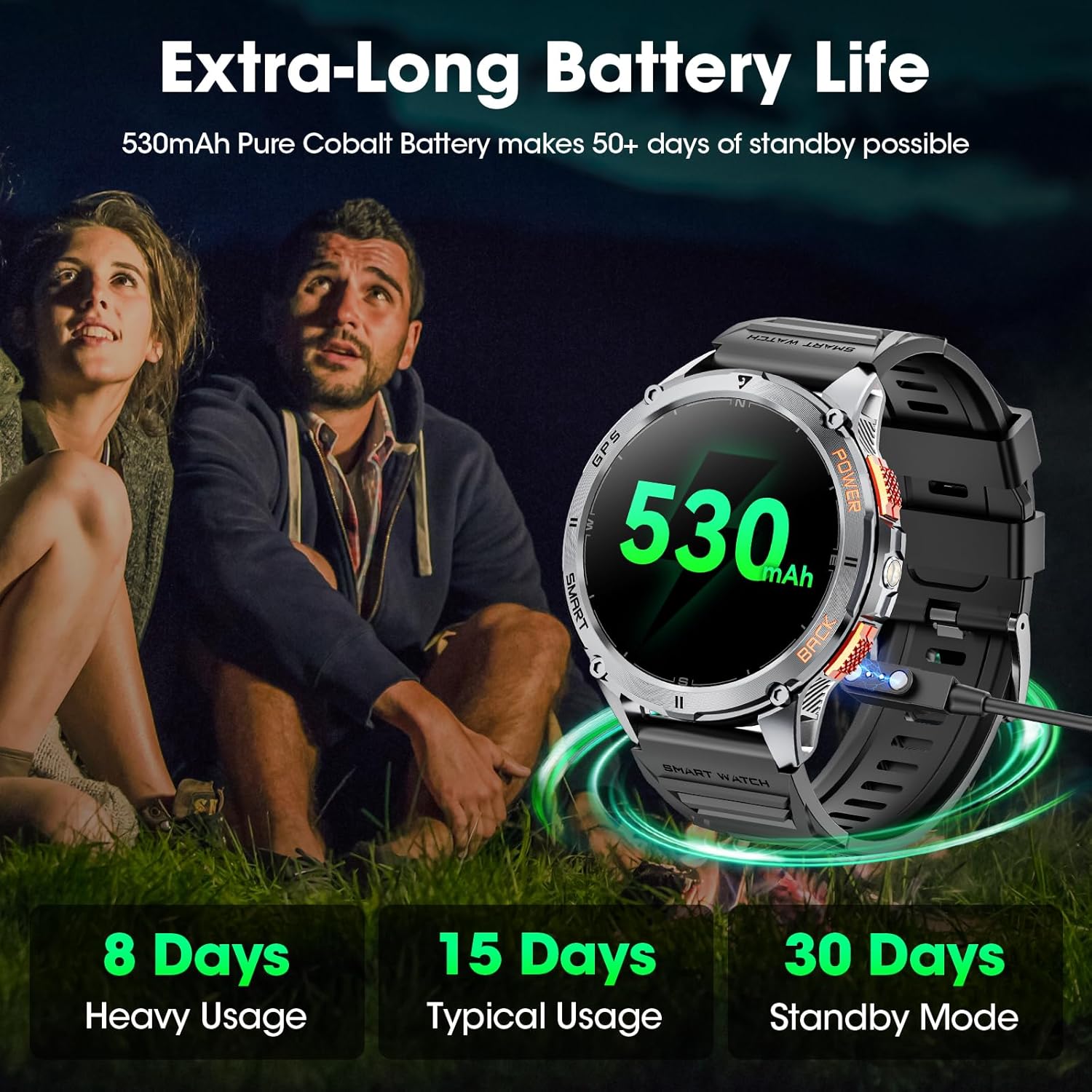 Detalle de Joautrial GPS Smart Watch for Men (Make/Answer Call) with 1.43" AMOLED, 170+ Sports Modes, and 530mAh Battery