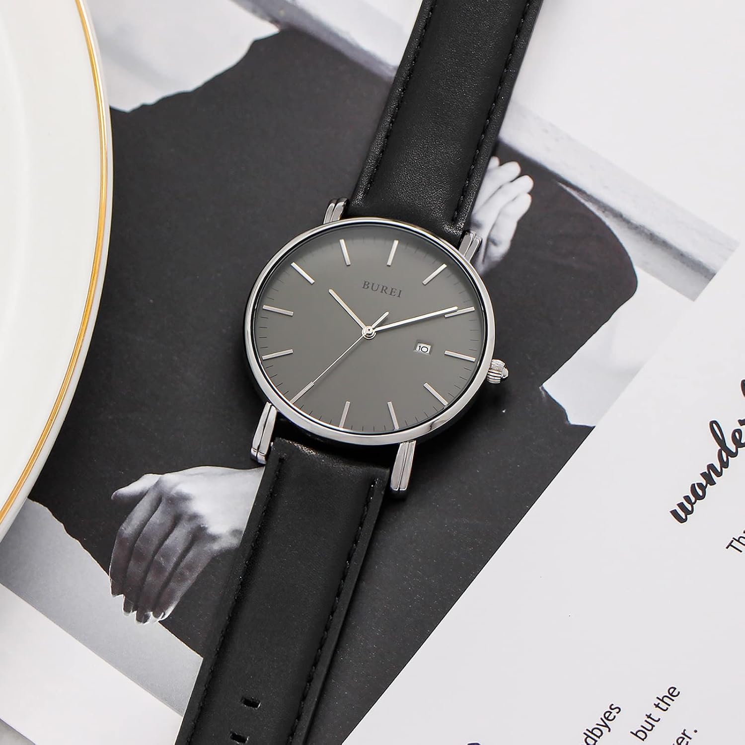Detalle de BUREI Orologio uomo moderno minimalista 41 mm