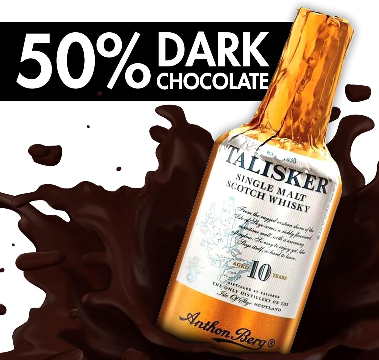 Thumbnail 5 de Anthon Berg Cioccolatini al liquore con whisky scozzese single malt – 5 varietà, confezione da 10 bottiglie (155 g ciascuna)