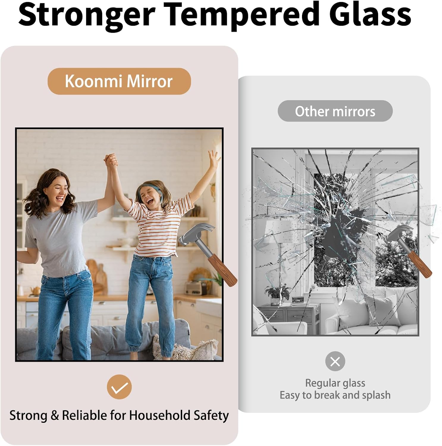 Thumbnail 1 de Koonmi Black Framed Bathroom Mirror — 30x36, Shatterproof Tempered Glass with Matte Aluminum Frame