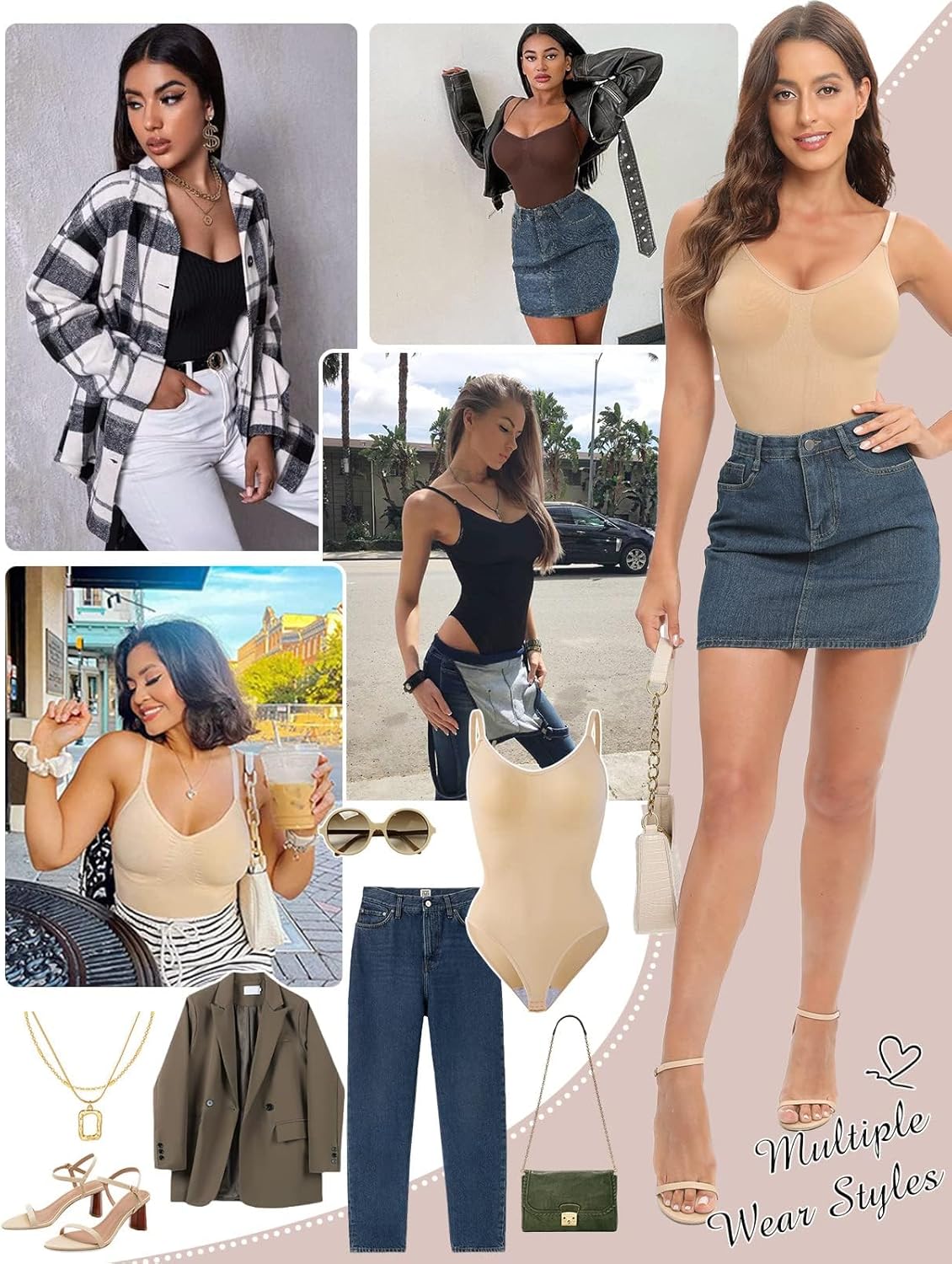 Detalle de Niwicee Body Contenitivo Modellante Donna con spalline regolabili e ganci nel cavallo