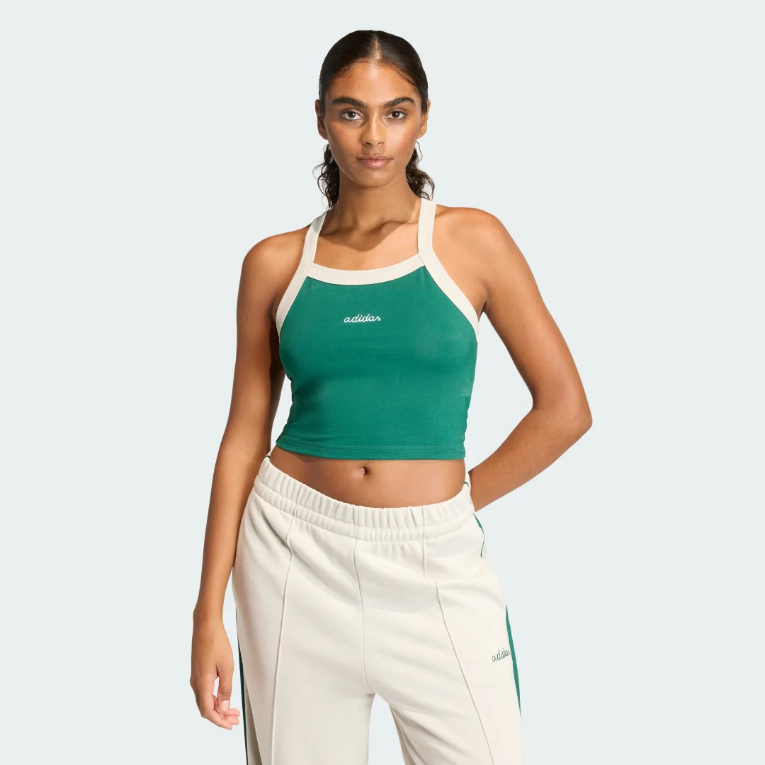 Detalle de Adidas Camiseta de tirantes con bordado Seasonal Essentials Colorpop – Verde