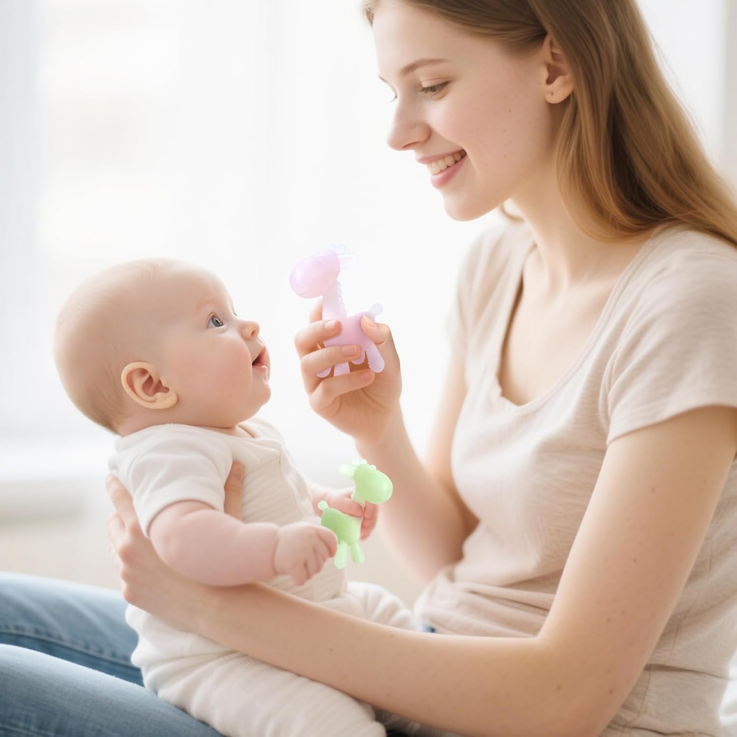 Thumbnail 4 de TYRY.HU Beißring Silikon Kühlende Zahnungshilfe Giraffe 4er Set