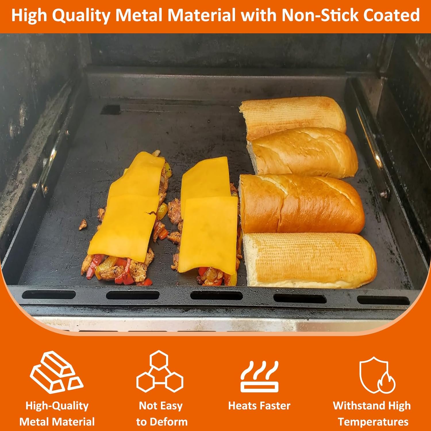Detalle de Full-Size Griddle Inserts with Handles for Weber Spirit 200/Spirit II 200 Series Grills