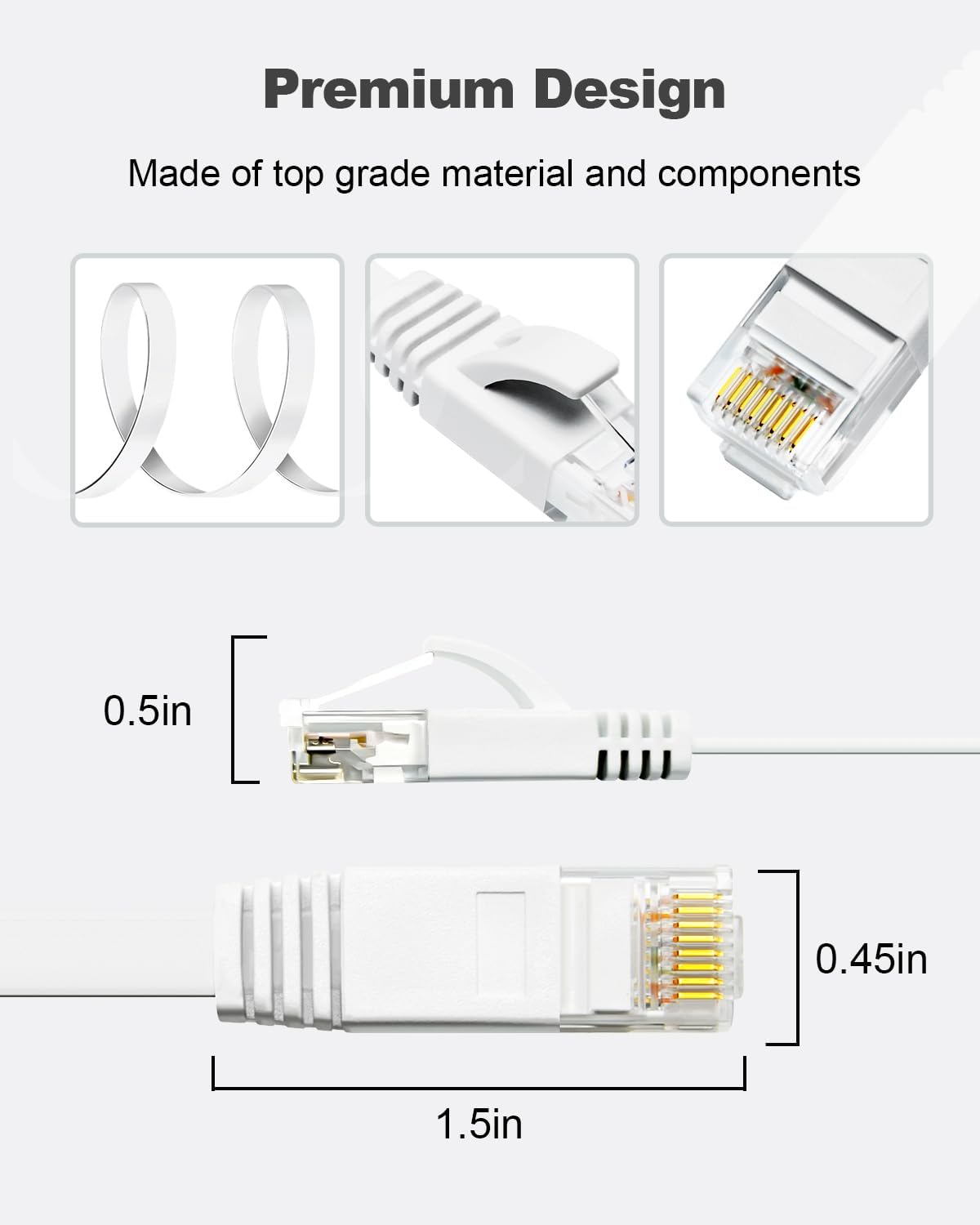 Thumbnail 6 de Yauhody 20m CAT6 Ethernet Cable | Pure Copper, Flat, Snagless RJ45 Connectors