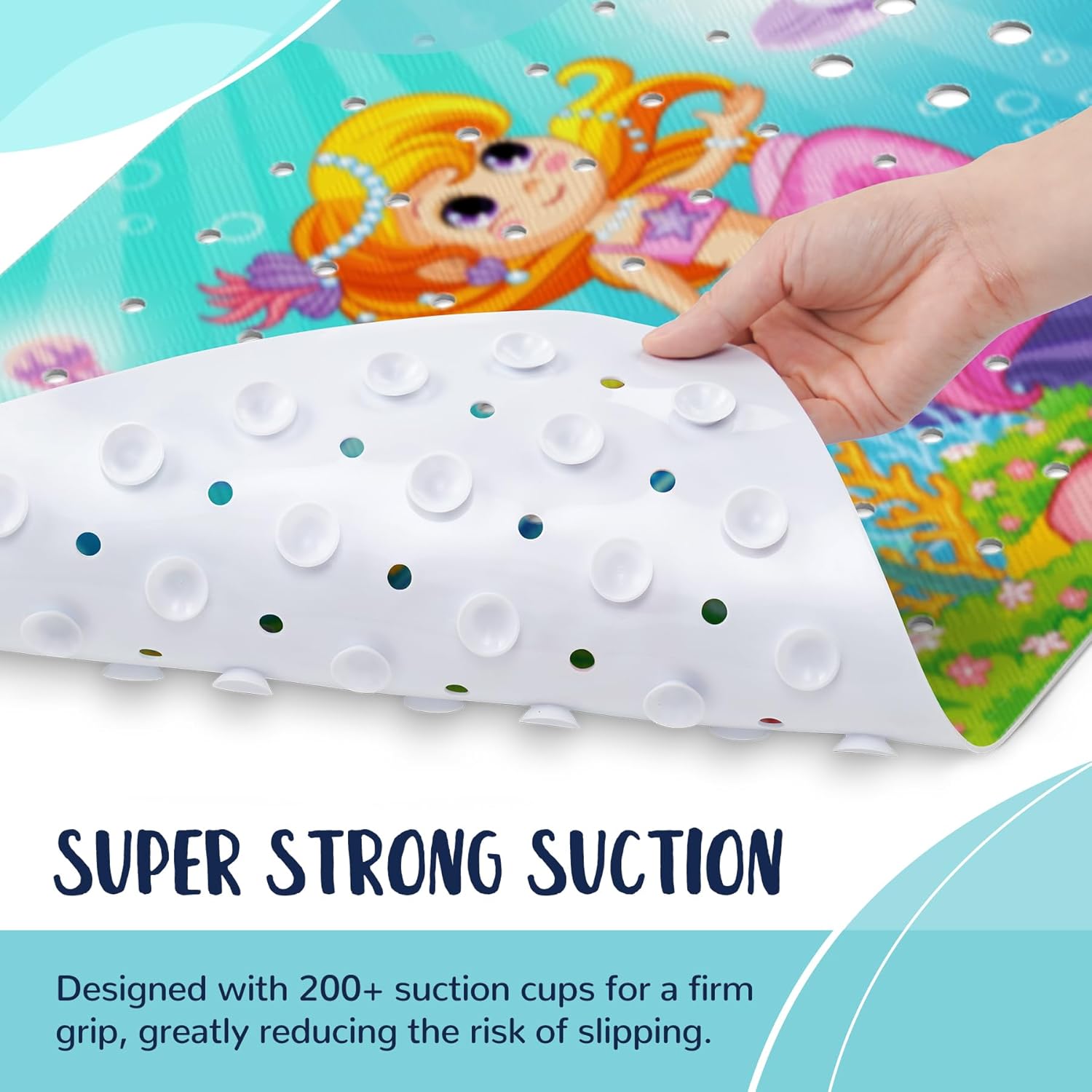 Thumbnail 2 de NiBaby Mermaid Non-Slip Bath Mat (102x41cm) with Suction Cups