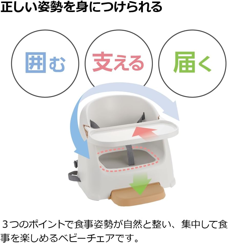 Detalle 1 de リッチェル フィージーR 120732 ベビーチェア ベージュ テーブル・ステップ着脱式