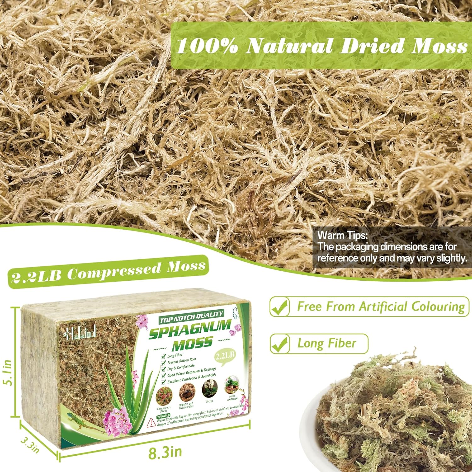 Thumbnail 1 de Halatool 1000g Premium Sphagnum Moos – Vielseitiges Torfmoos für Orchideen, Terrarien und Zimmerpflanzen