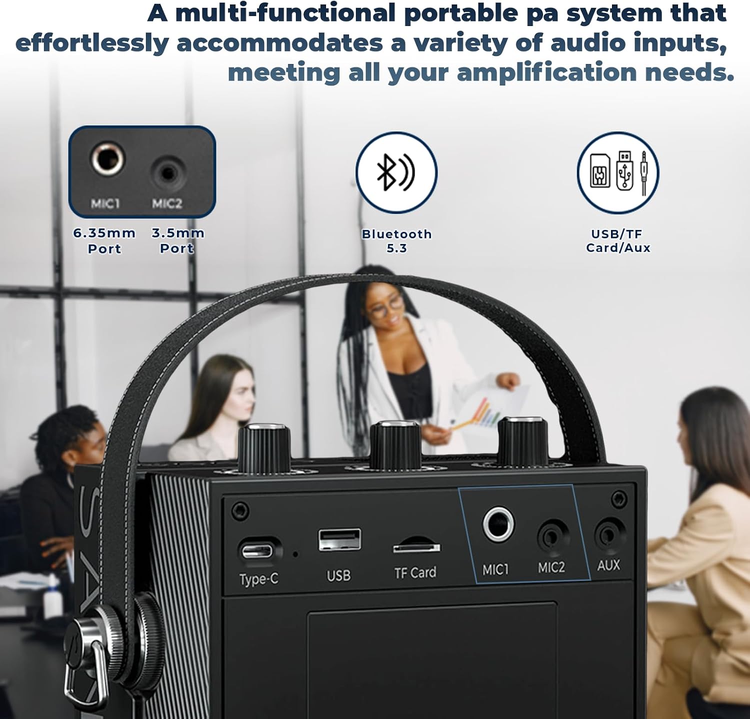 Detalle de SANMIC S98 Voice Amplifier with Wireless Headset Mic, Bluetooth and LED Screen