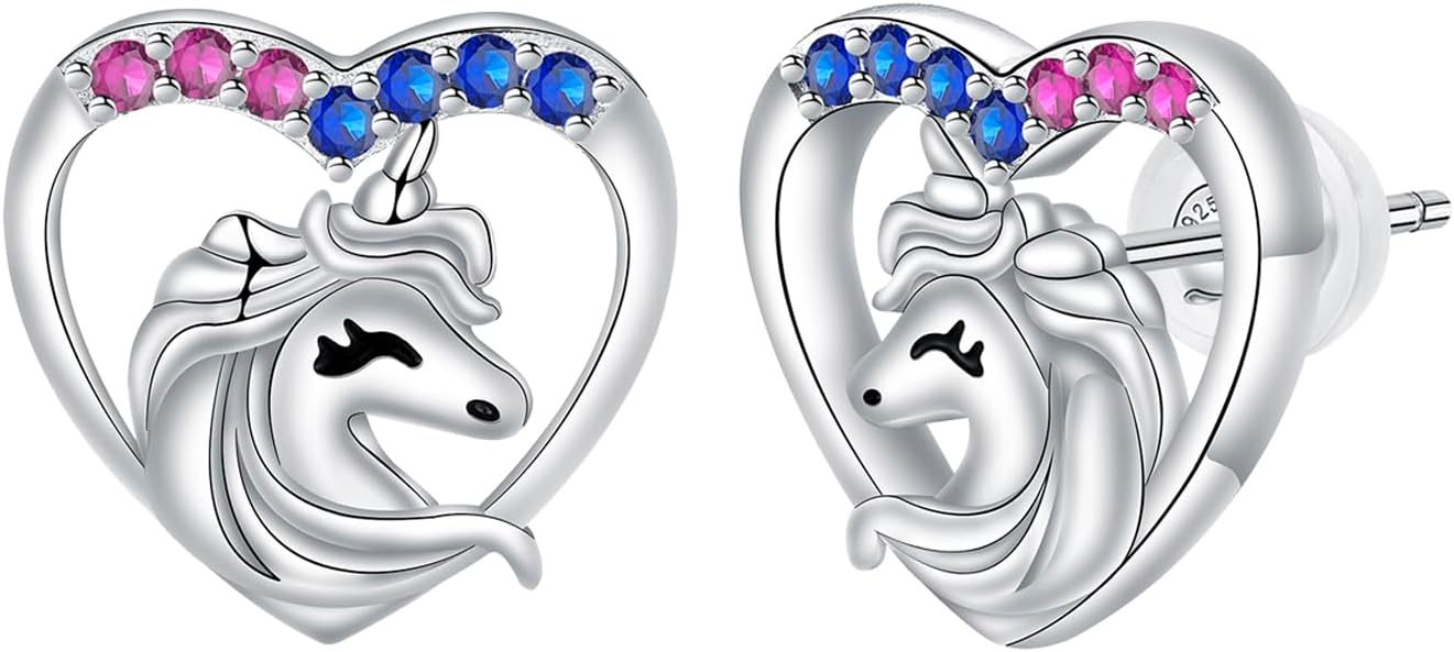 Detalle de J.MOULIN Ohrringe 925 Sterling Silber – Einhorn Ohrstecker aus Sterlingsilber als bedeutungsvolles Geschenk