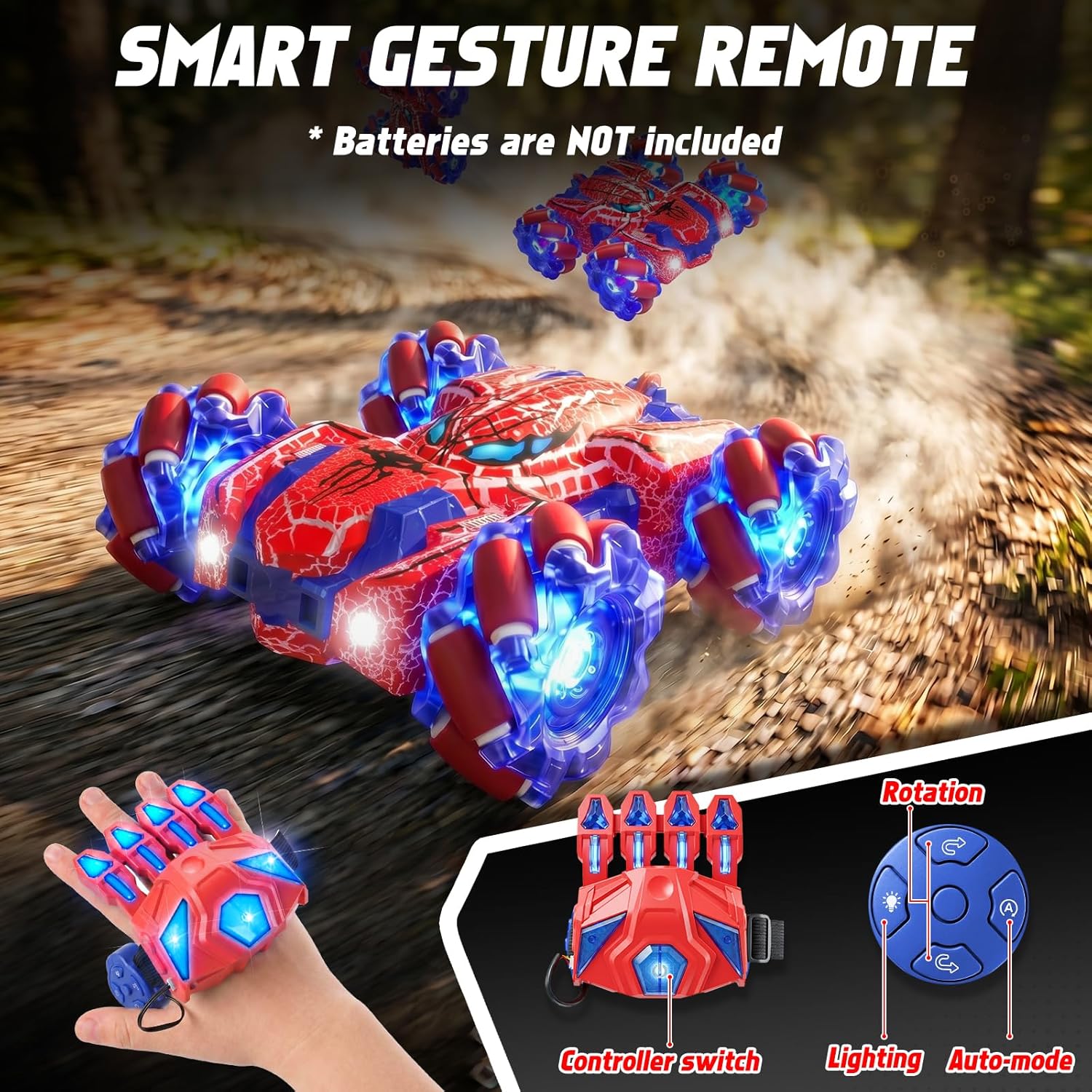 Detalle 2 de SOGAWEBB Spider Gesture Sensing 4WD RC Stunt Car (2.4GHz, USB-C Recharge)