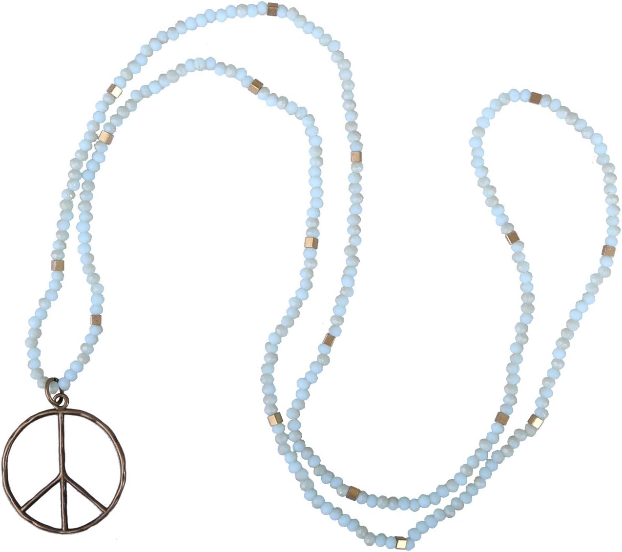 Thumbnail 6 de KELITCH Classic Peace Anhänger Halskette „Love“ mit Frosted Crystal Perlen (lila, A)