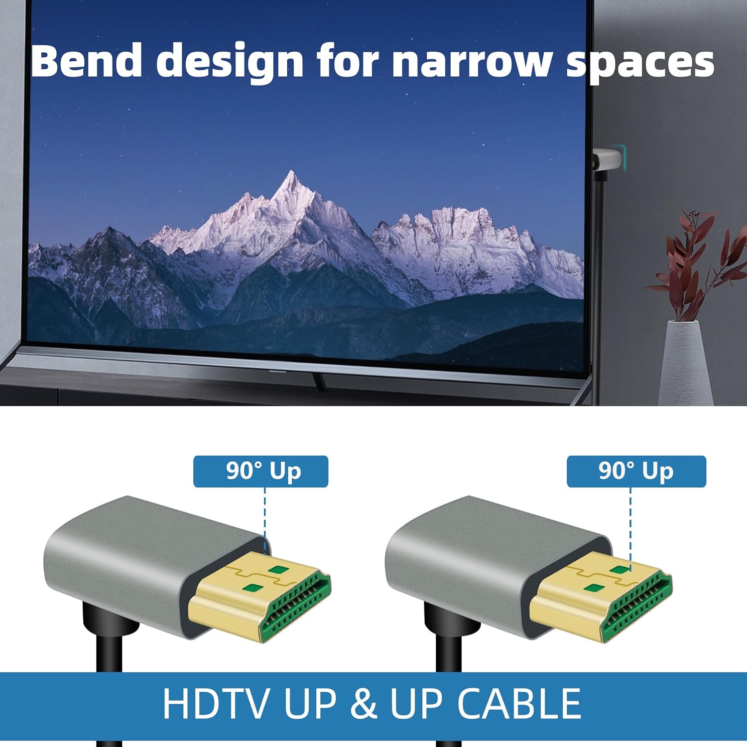 Thumbnail 5 de RIIEYOCA 8K 270° HDTV Short Cable – 0.5m up-angle HDMI 8K/60Hz, 48Gbps, ARC, 3D