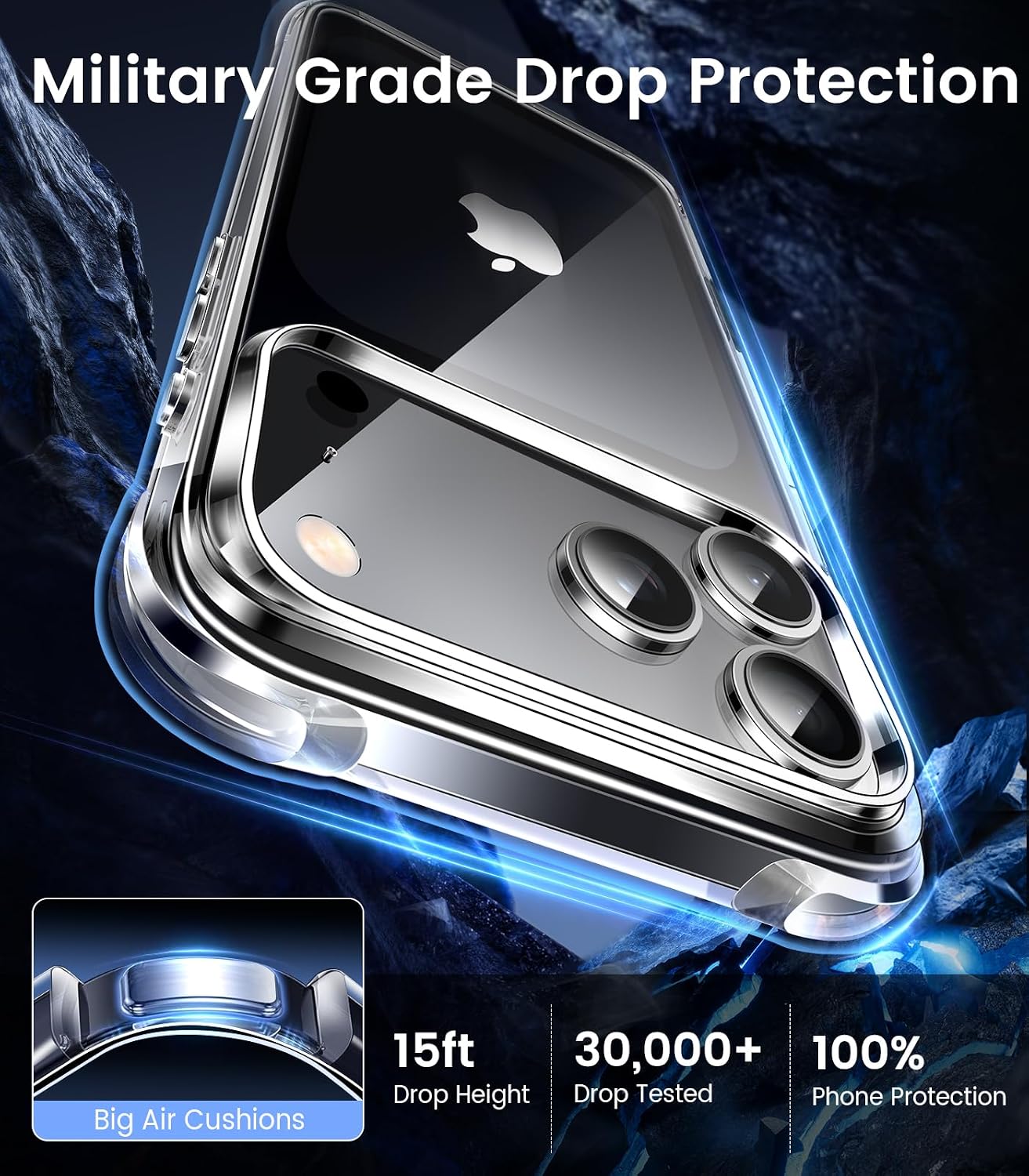 Detalle de Mkeke K28-18P Clear iPhone 18 Pro Case with Raised Edge Protection