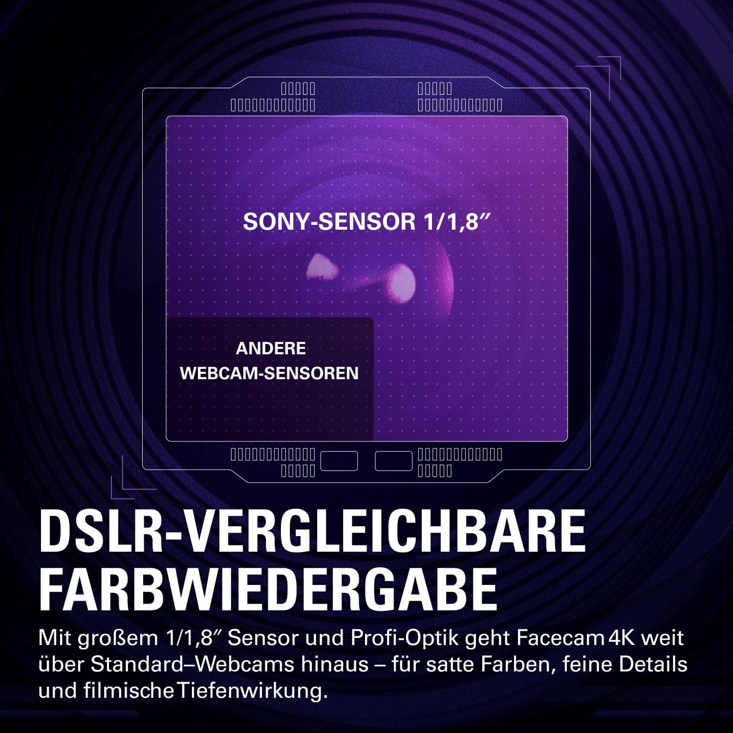 Thumbnail 5 de Elgato Facecam 4K – DSLR‑nahe Bildqualität, 4K60/UHD webcam mit Filterhalter und HDR