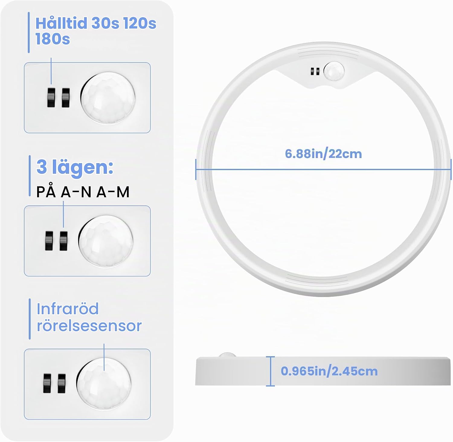 Detalle 2 de EASY EAGLE LED-taklampa med rörelsesensor, 18 W, tre färgtemperaturer, 2-pack