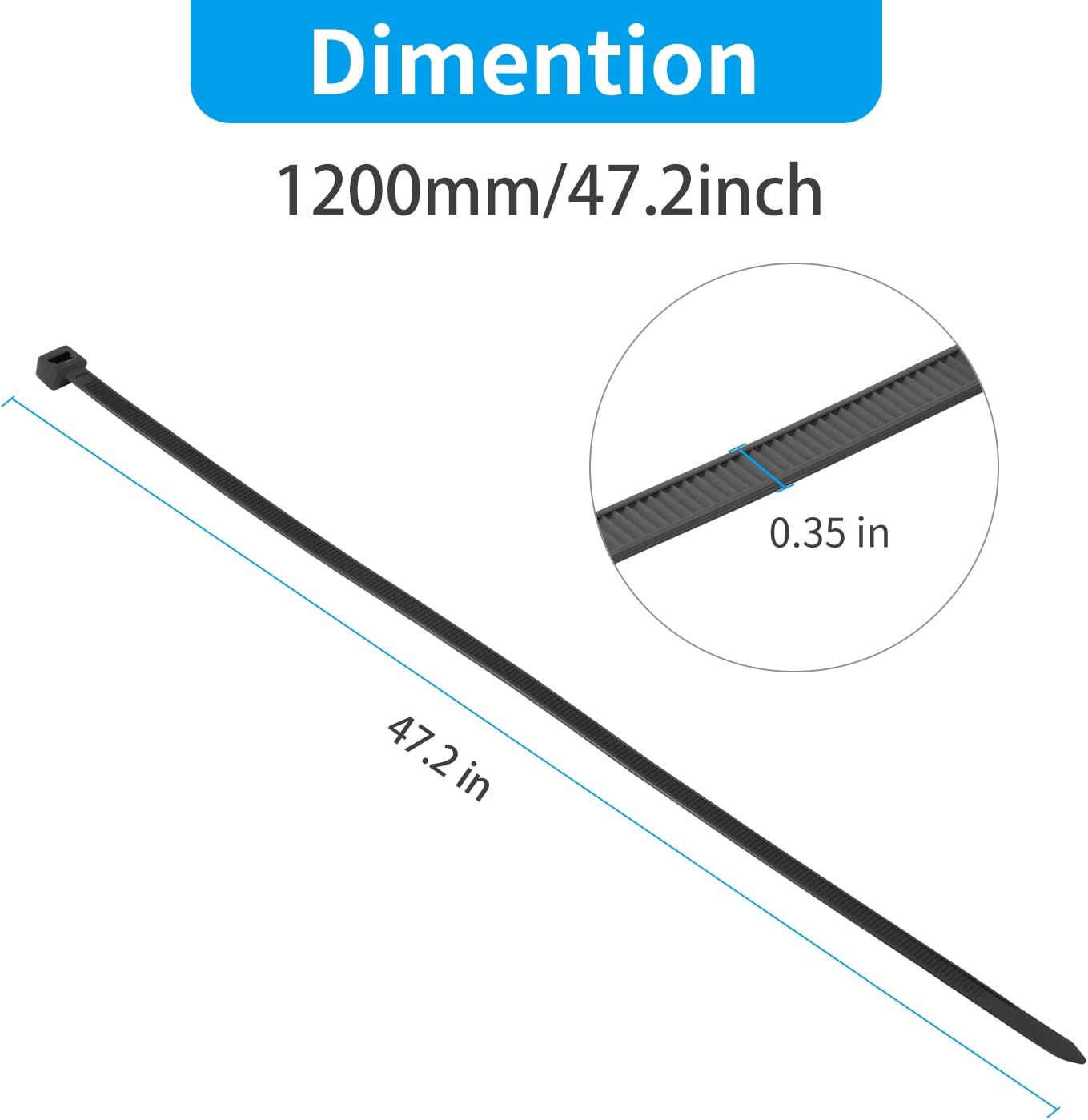 Thumbnail 2 de XINGO Lang Kabelbinder 25 Stück, 1200 mm × 9 mm, Zugfestigkeit 80 kg, UV-beständig