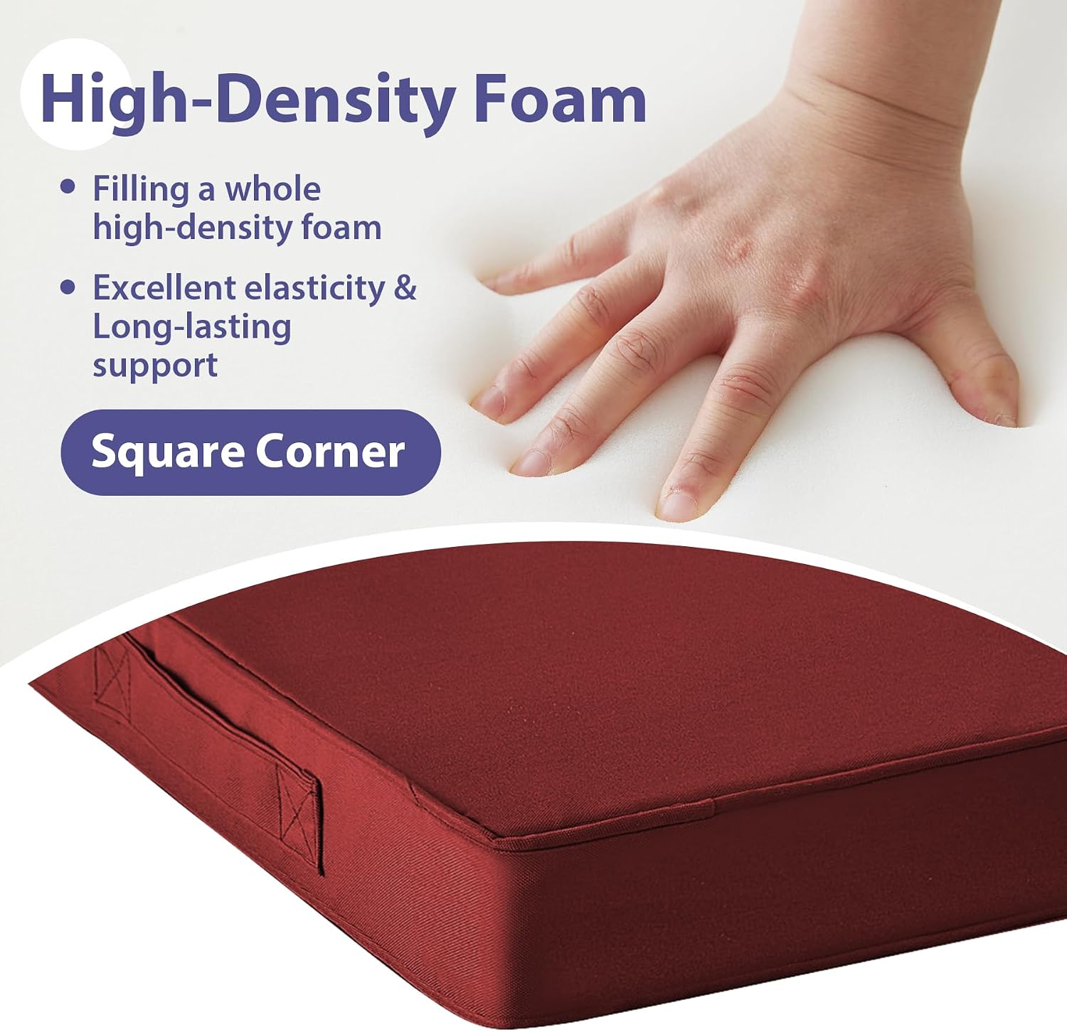 Detalle 2 de IPYNBAP Outdoor Chair Cushions 19 x 19, Set of 4, Burgundy, 3-Inch Foam