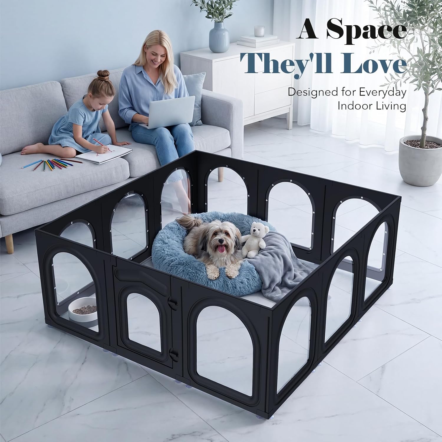 Detalle de Acrylic Dog Playpen, 8 Panels