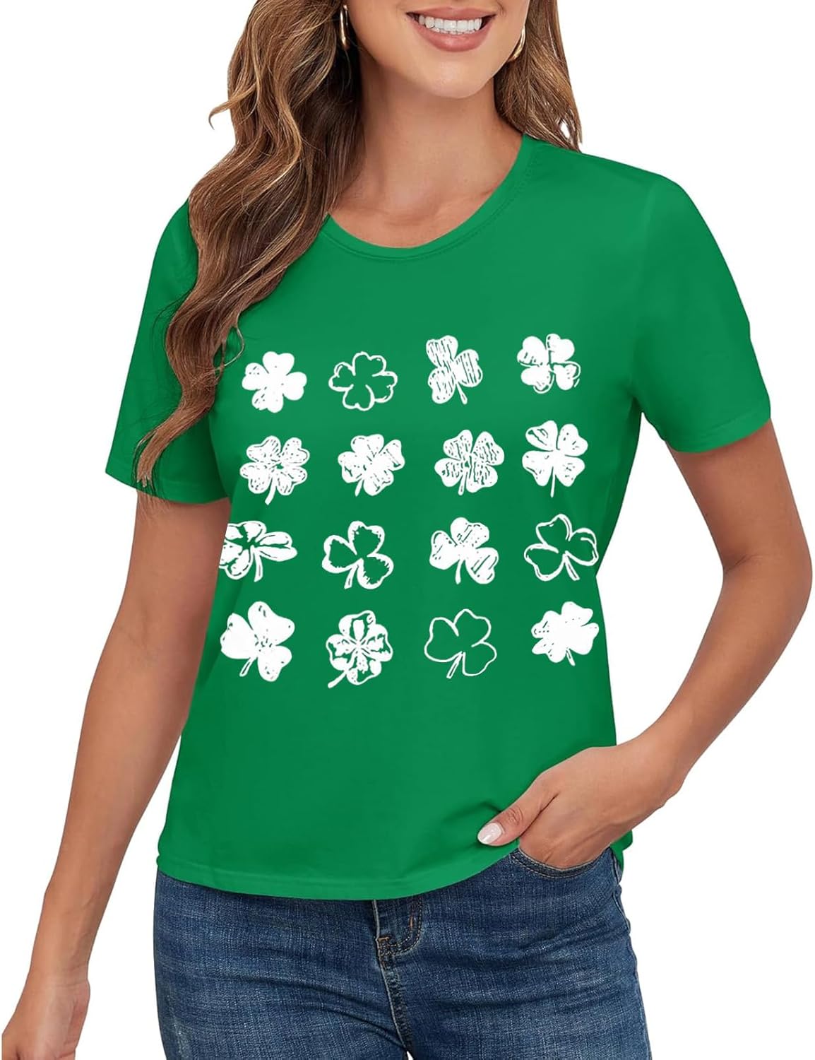 Detalle 2 de SEDEX St Patrick's Day Tops Women Shamrock T Shirt – Soft, Slim-Fit St. Patrick’s Day Tee