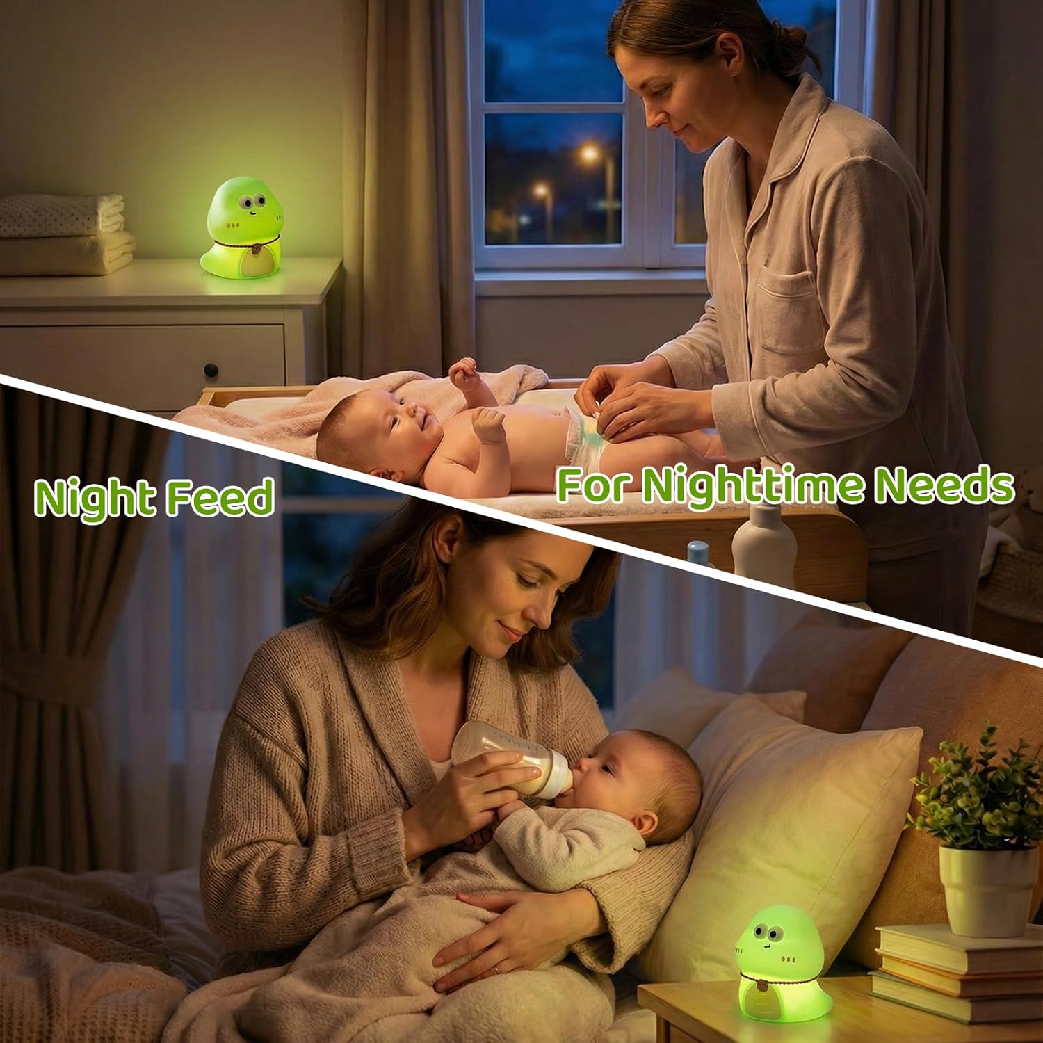 Detalle 2 de Gemmac LED Nachtlicht für Babys – 7 Farben, wiederaufladbar, dimmbar, Touch-Sensor, Silikon