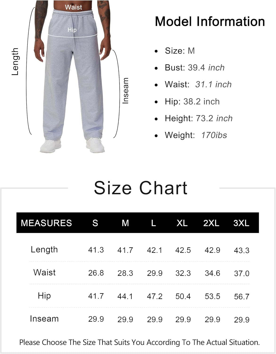 Thumbnail 6 de THE GYM PEOPLE Men's Baggy Joggers, Lightweight Straight-Leg Sweatpants