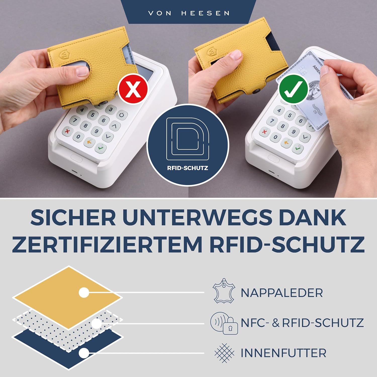 Thumbnail 2 de VON HEESEN Slim Wallet mit XXL Münzfach & RFID-Schutz – Echtleder, kompakt und praktisch