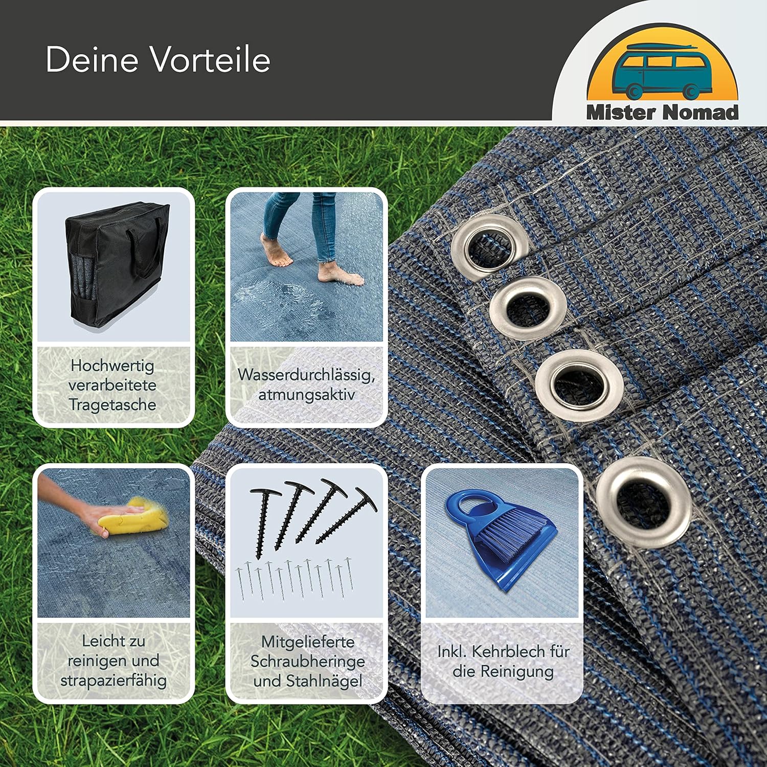 Thumbnail 3 de Mr Nomad Vorzeltteppich 4x2,5 m aus HDPE (300 g/m²) – UV-beständiger Campingboden für Wohnwagen & Wohnmobil