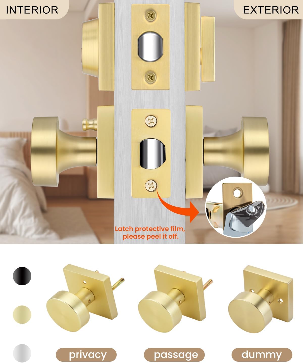Detalle 2 de Haidms Door Knob and Deadbolt Set, Brushed Gold