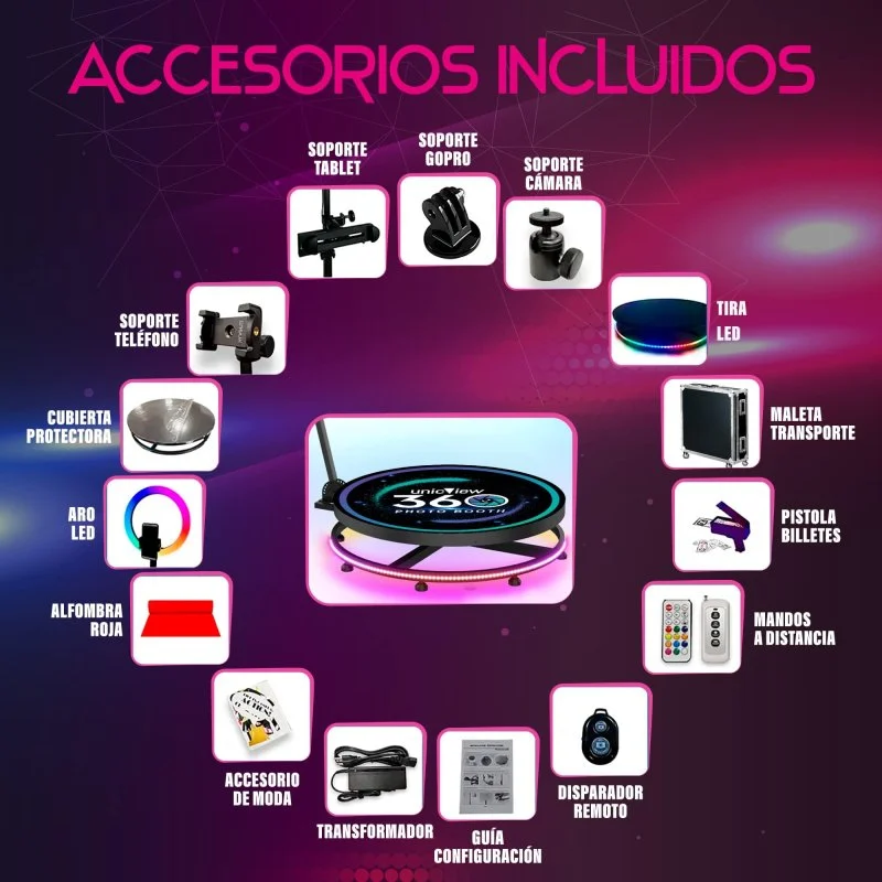 Thumbnail 3 de UnicView Photo Booth 360 para 2-3 Personas 🎉 Iluminación RGB LED