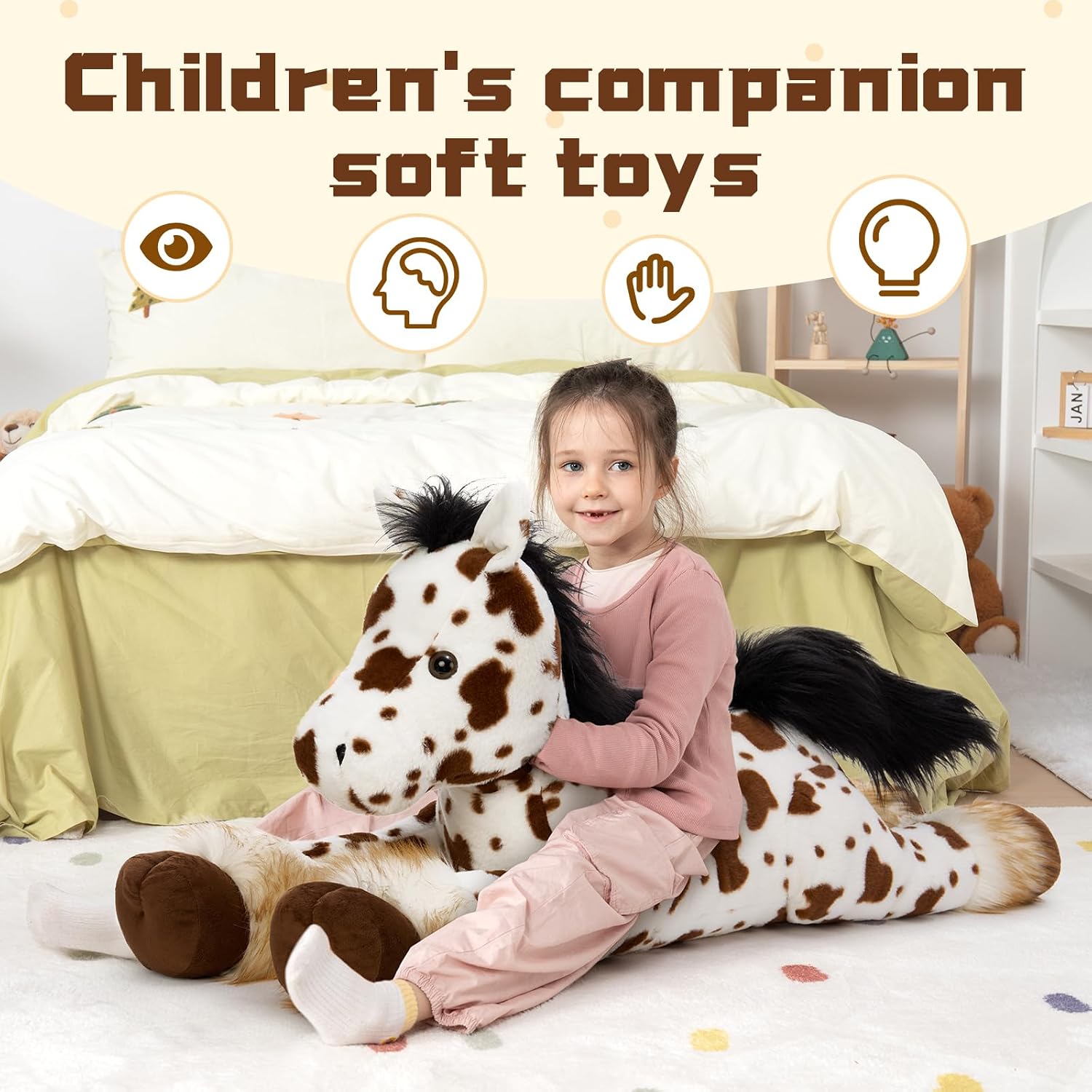 Thumbnail 5 de MaoGoLan 47" Giant Appaloosa Horse Plush Pillow — The Big Cuddle Buddy for Kids and Decor