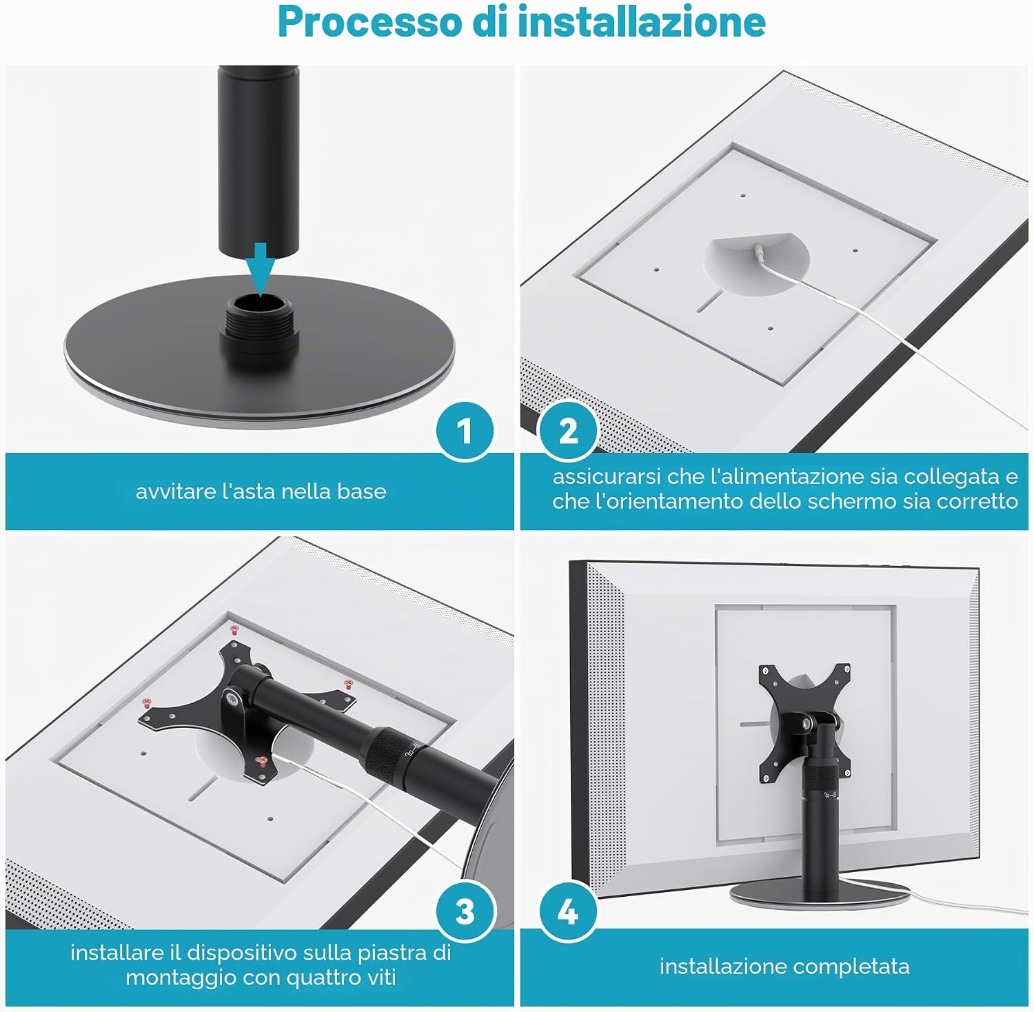 Detalle de Premium Swivel & Tilt Stand for Show 15/21 — Supporto regolabile in alluminio aeronautico, nero opaco