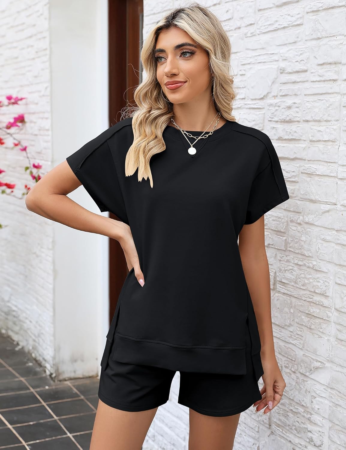 Detalle 2 de LOMON 2 Piece Lounge Shorts Set for Women