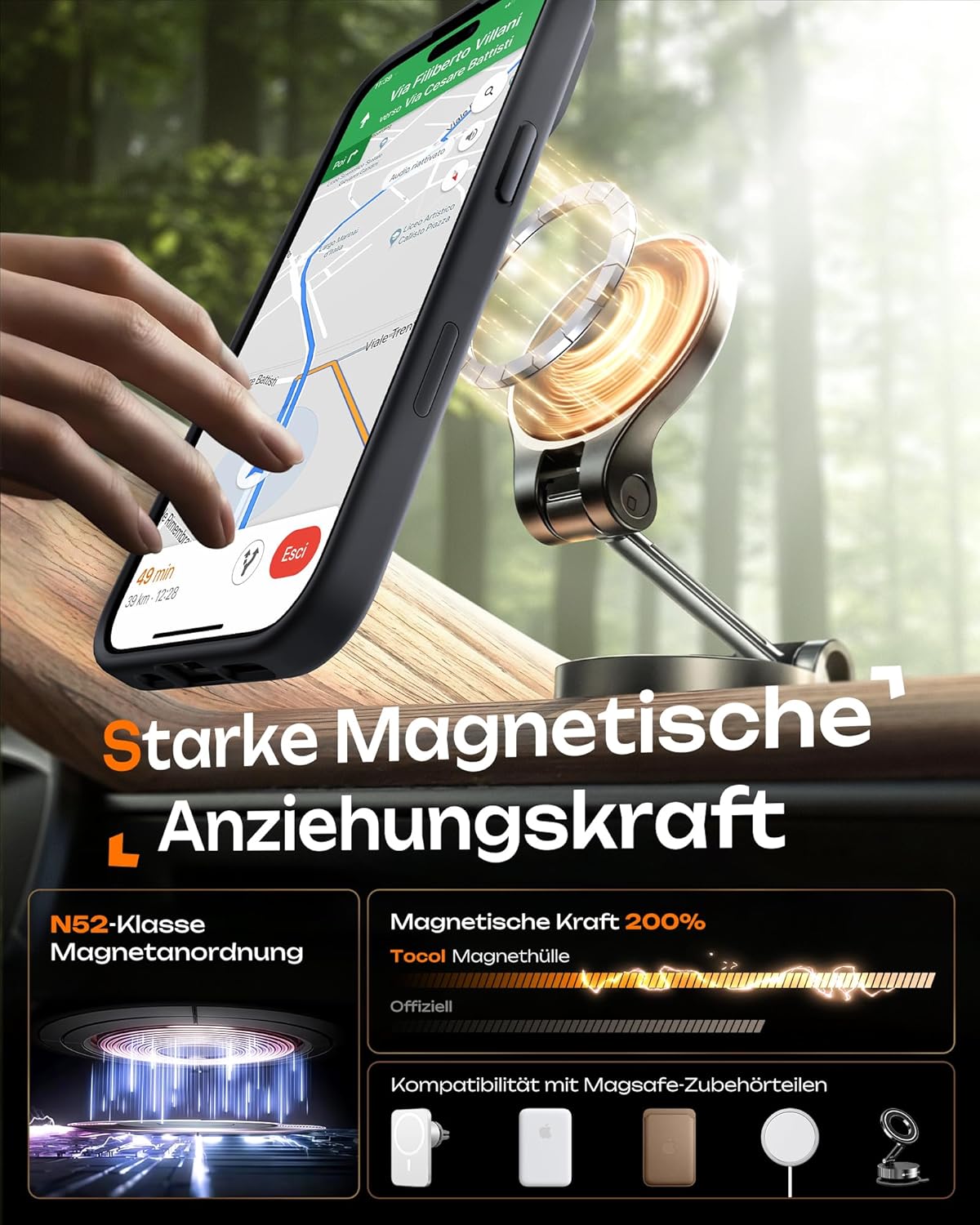 Thumbnail 3 de TOCOL Hülle für iPhone 17 6,3" – MagSafe mit Kamerasteuerung, Magnetring & Kameraschutz