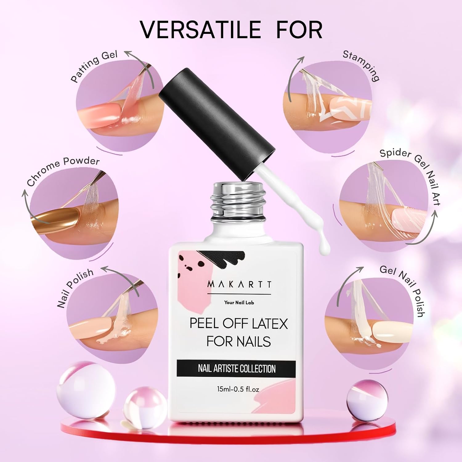 Detalle de Makartt Liquid Latex Nail Barrier, 15 mL