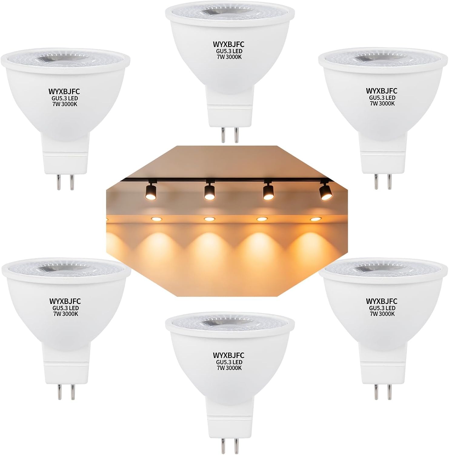 Detalle de WYXBJFC GU5.3 led 7W 3000K 6P MR16 LED Bulbs, 40° Beam, 6-Pack