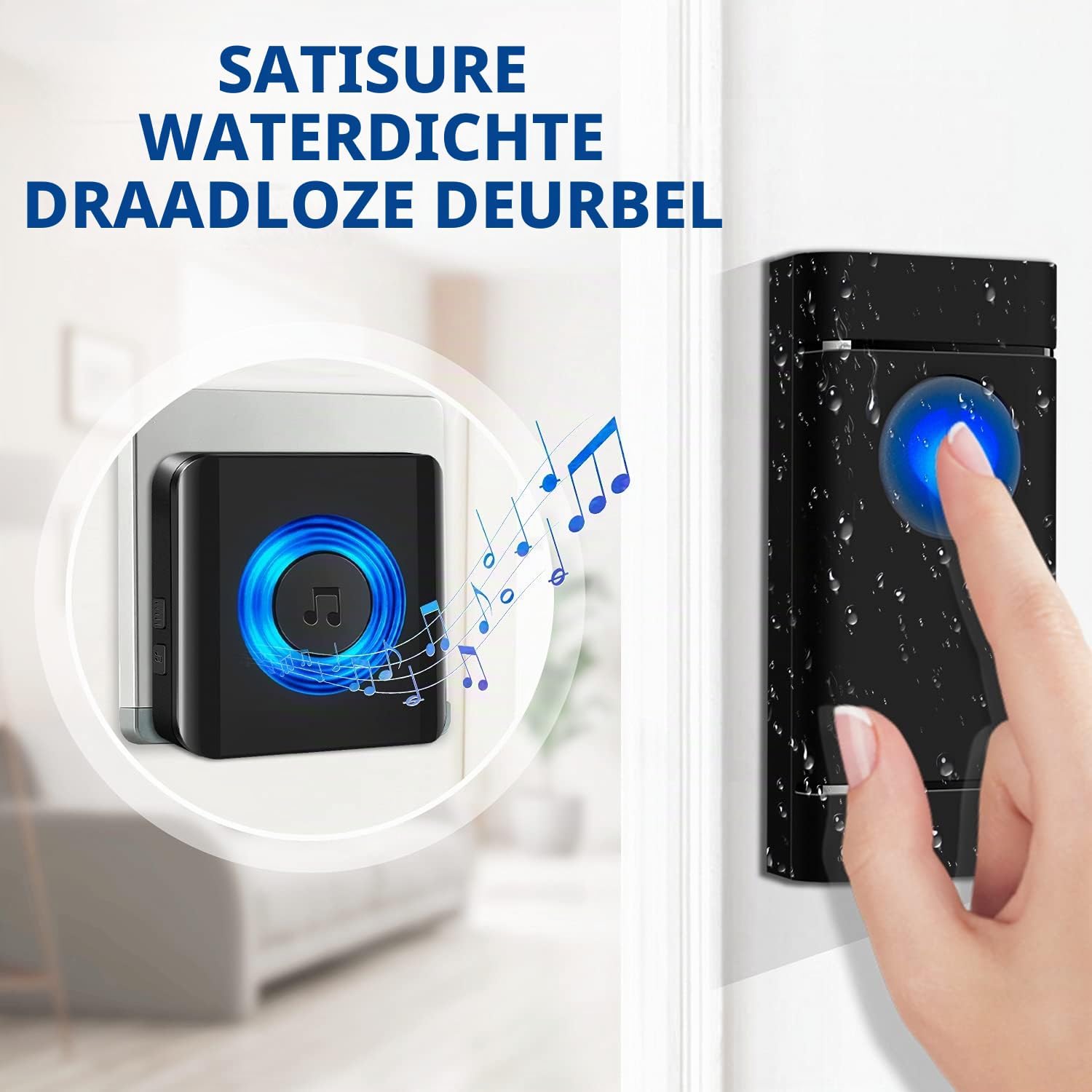 Detalle de Satisure draadloze deurbel met 2 zenders, 2 ontvangers, 400 m en IP55